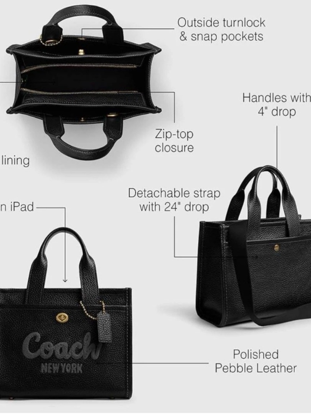Coach Cargo 26 CAM66
New York Black Pebbled Leather Tote - Picture 11 of 11